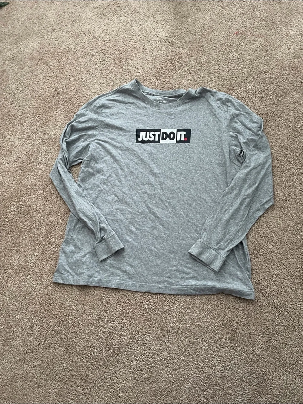 Nike Light Gray Long Sleeve 'Just Do It' Logo Tee